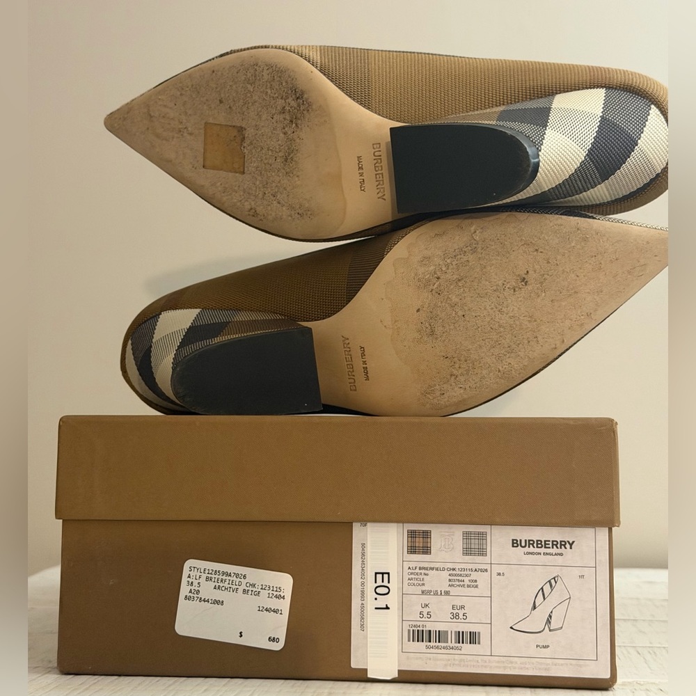 Burberry Checkered Wedges in Brown and Cream - Picture 16 of 16